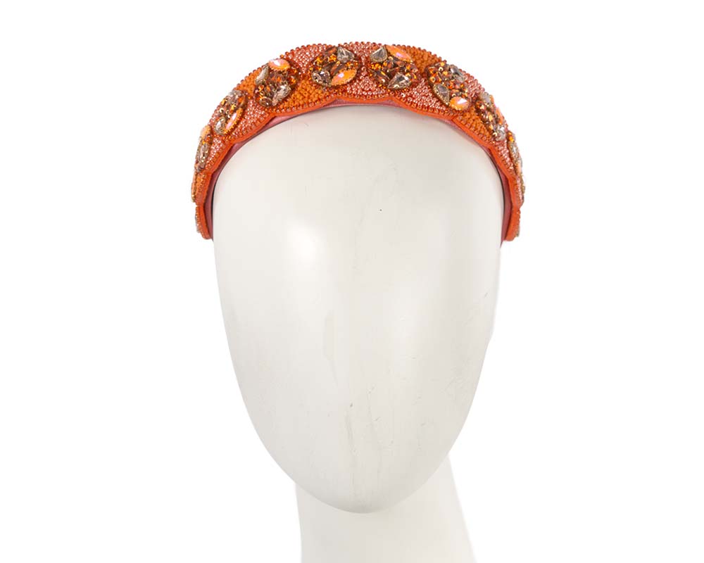 Orange crystal headband by Cupids Millinery-0
